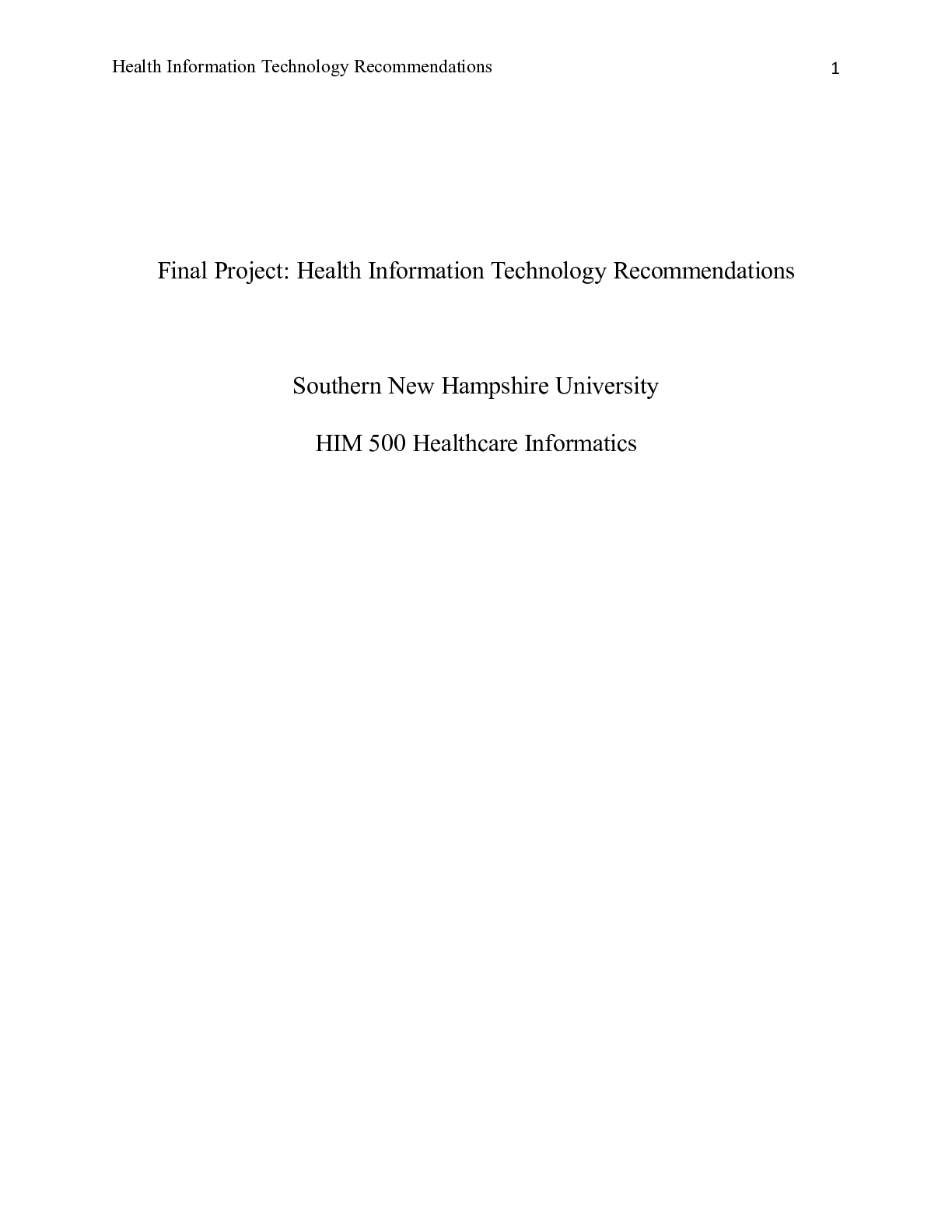 Preview image for Final Project Health Information.docx    Final Project: Health Information Technology Reco